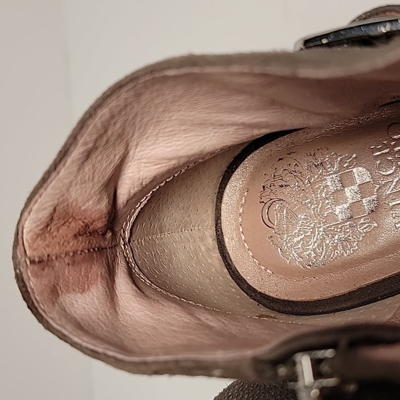 Vince Camuto Pamari Peep Toe Wedge Booties Gray Leather Ankle Boots Size 10 - Picture 15 of 16